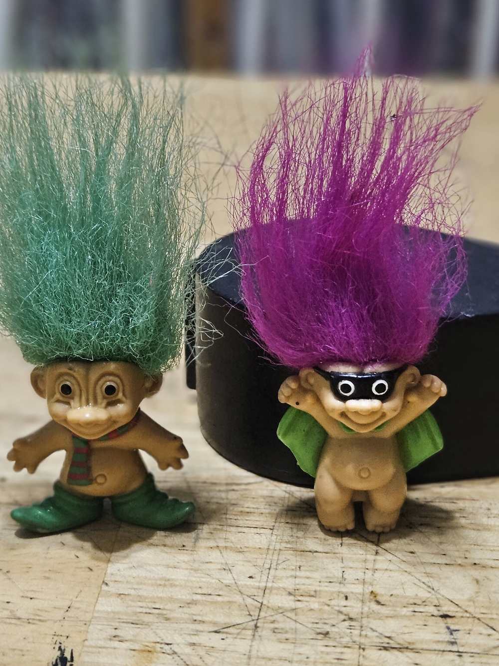 Russ Pink and Green Troll Brooch Set